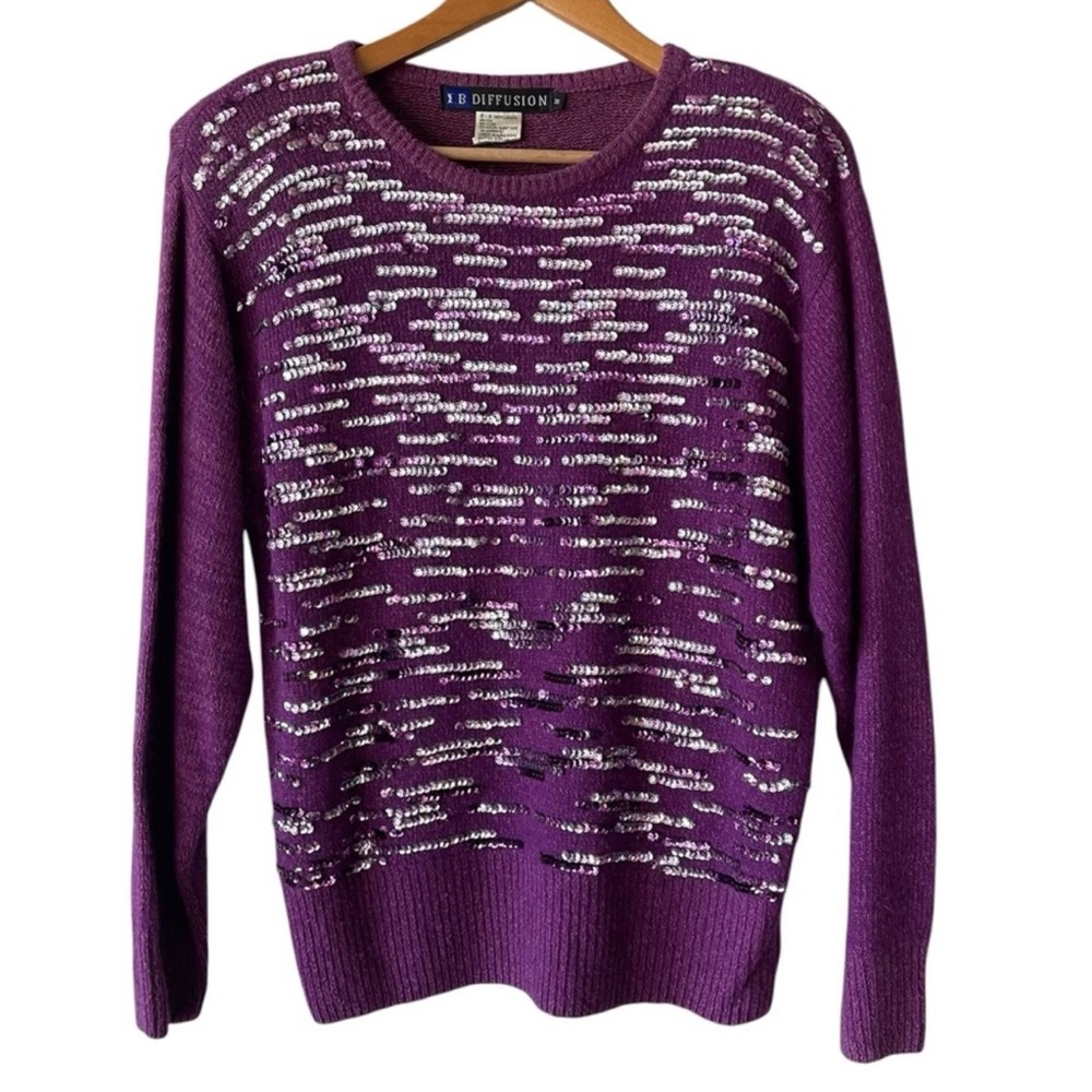 I.B. Diffusion Vintage Silk Angora Nylon Sequin Crewneck Sweater Medium
